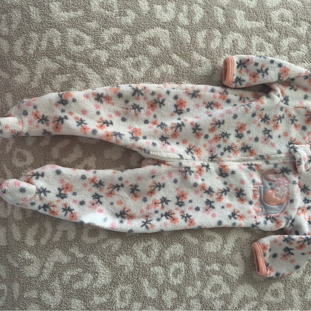 Floral Baby Onesie with Bear Design
